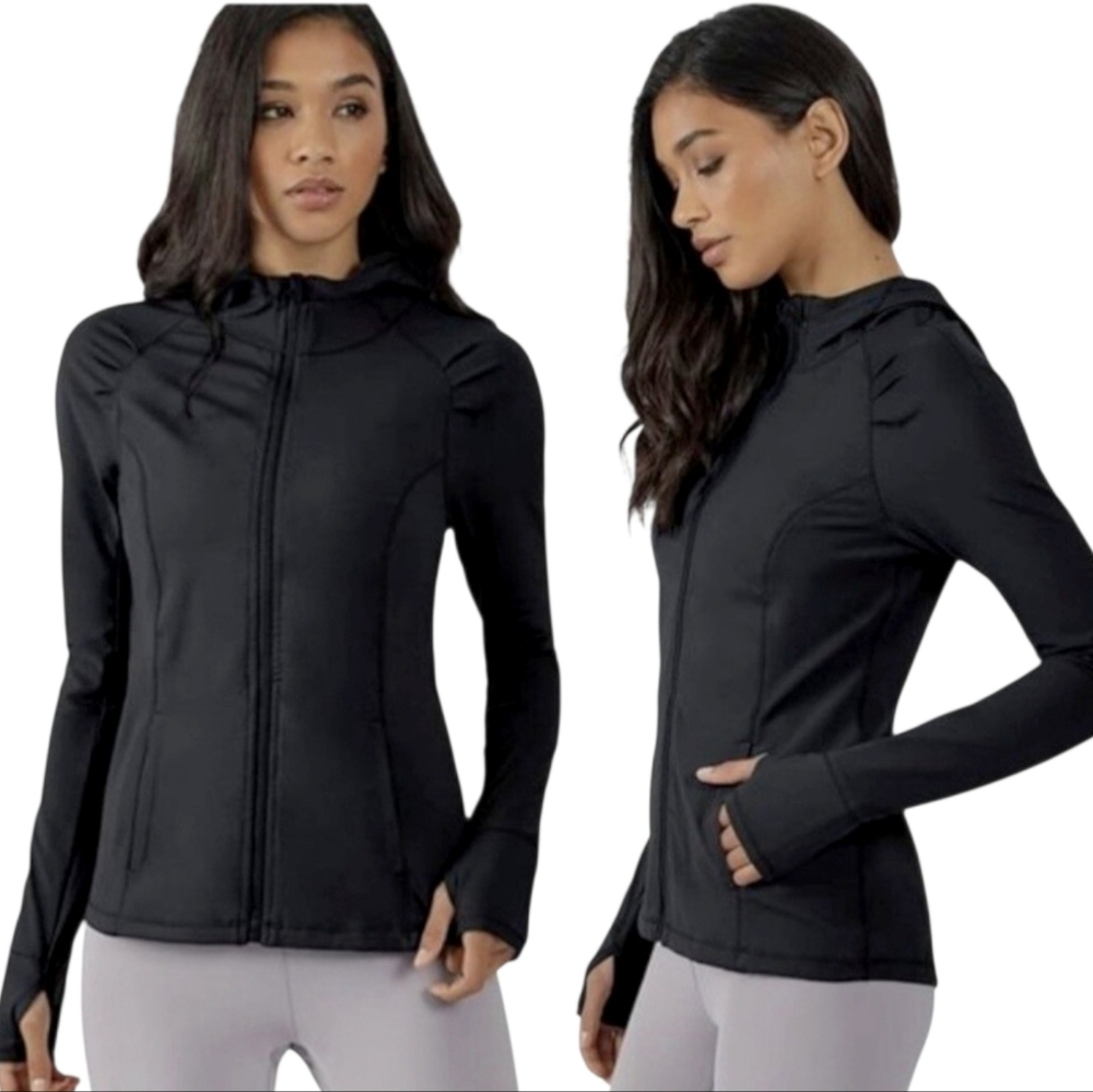 YOGALICIOUS jacket hood black XL workout EUC lightweight performance utility